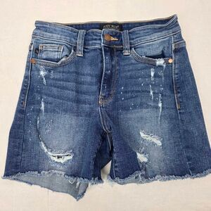 Judy Blue Distressed Denim Shorts Womens S Raw Hem